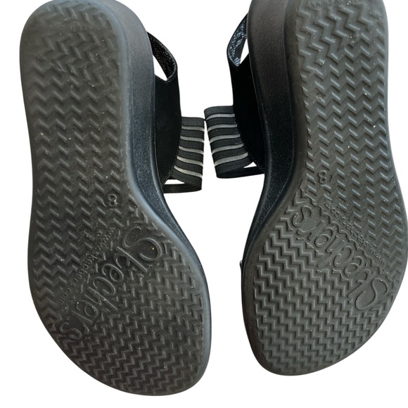 Skechers Black and Gray Wedge Sandals - Picture 2 of 6